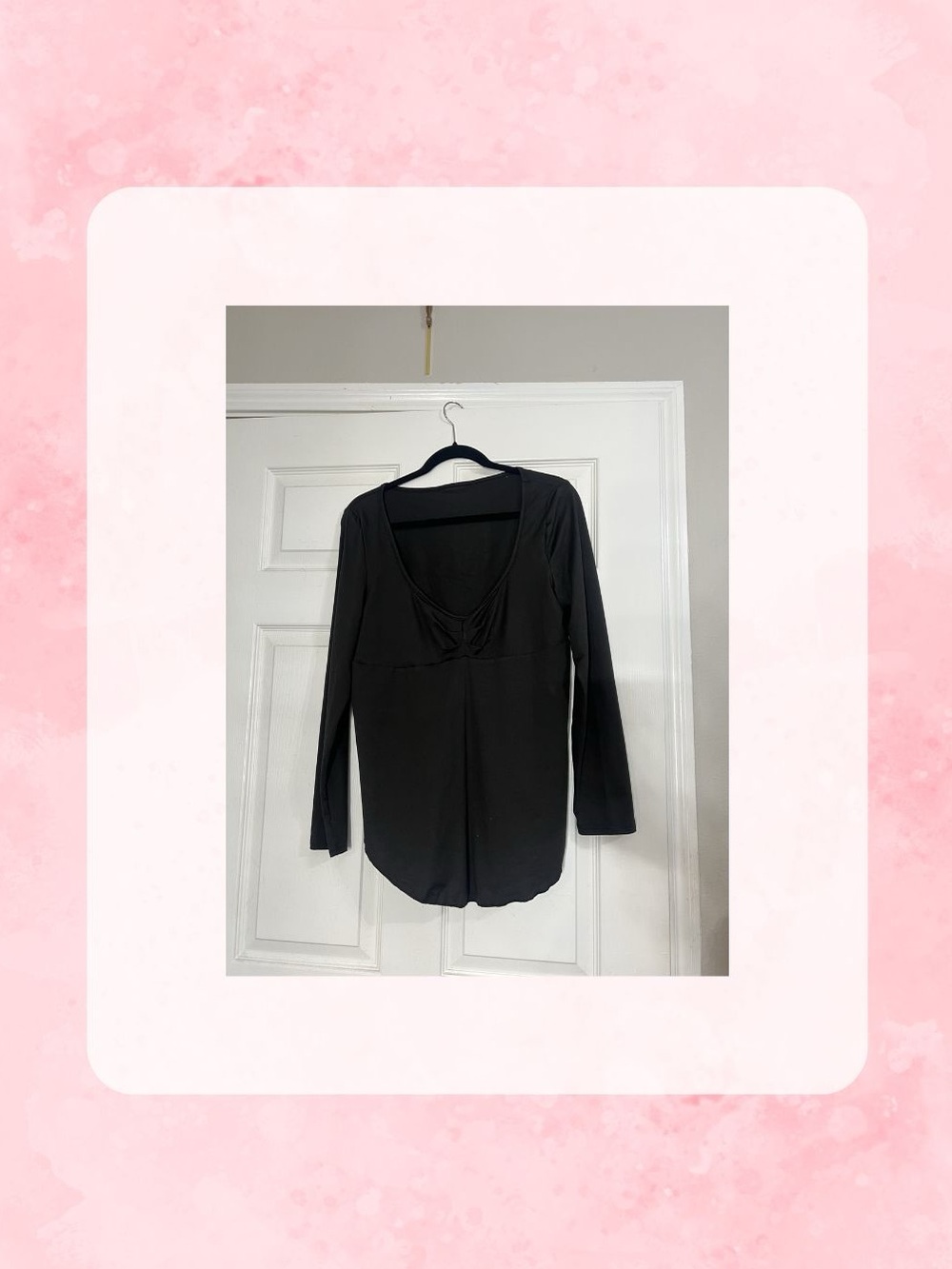 Long Sleeve Black V-Neck Women's Top